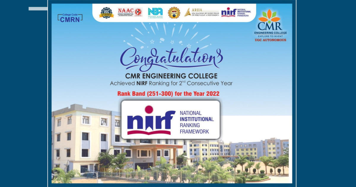 CMR Engineering College ranked in the band of 251-300 in the NIRF ranking in India